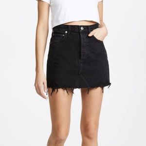 Agolde Black Denim Button-up Mini Skirt